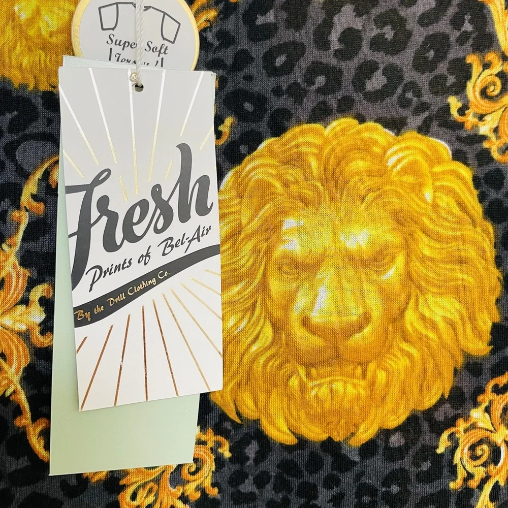 FRESH PRINTS of BEL-AIR Italian Designer Style Baroque LIONS Head SHIRT L - Picture 5 of 12